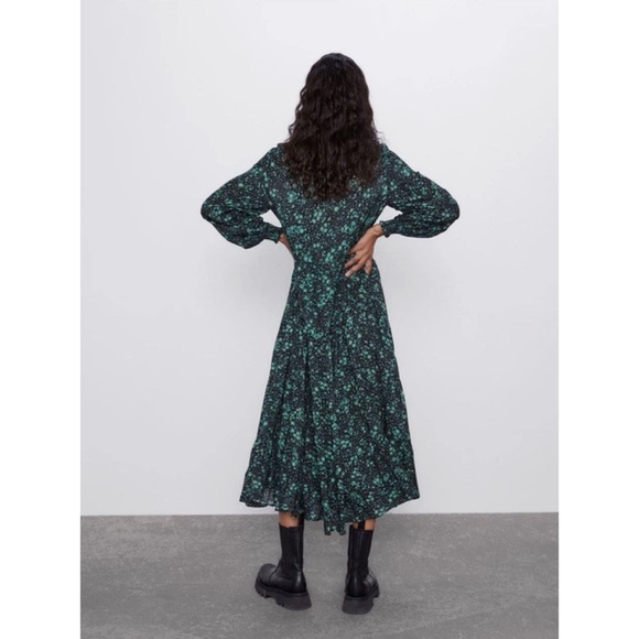 Zara The Angel Floral Midi Dress in Green and Black - Picture 4 of 7